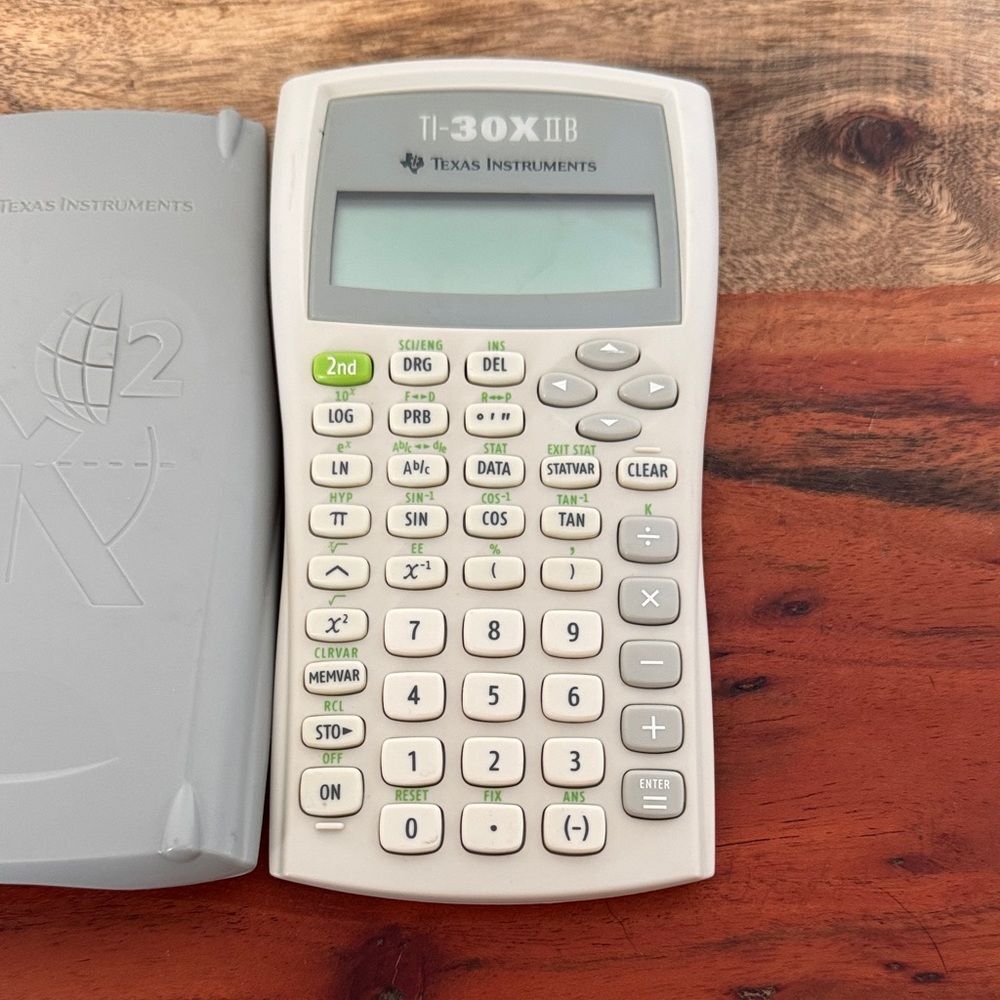 Texas Instruments TI-30X IIB Gray White Scientific Calculator Case School Tested